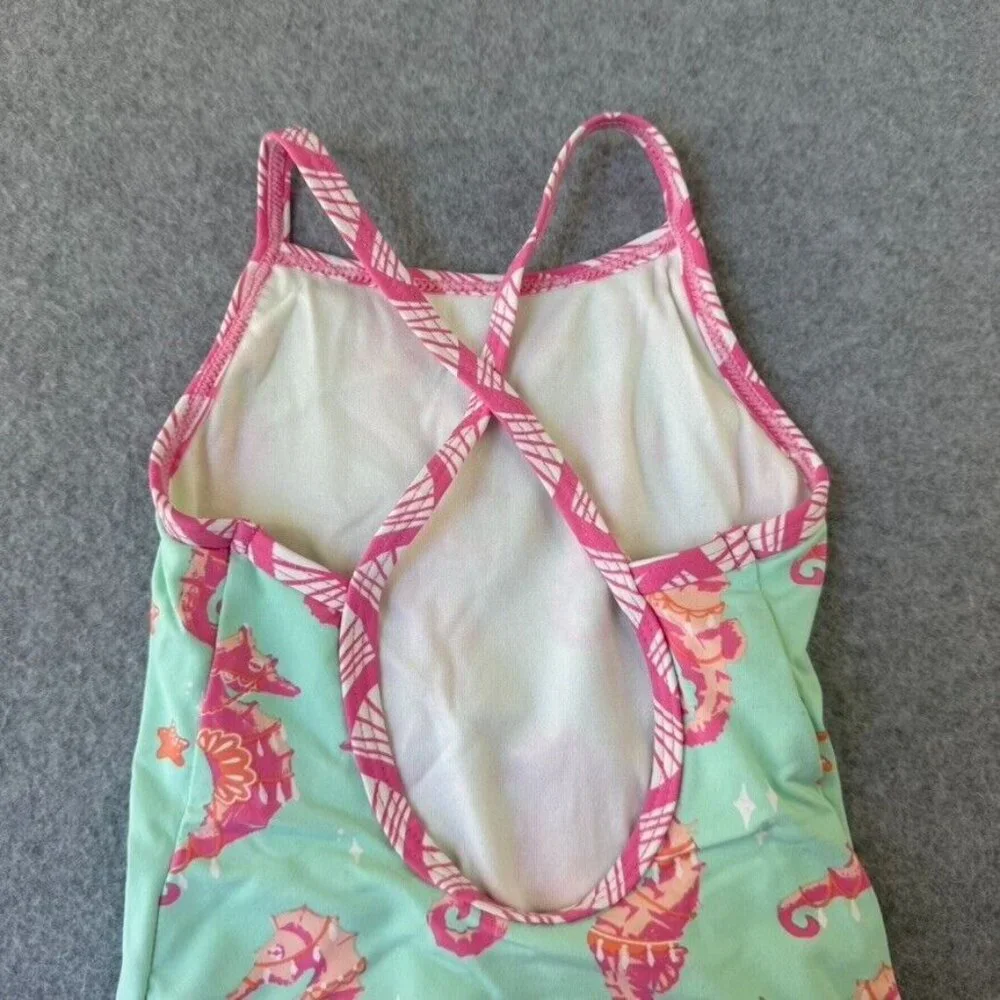 Hatley Swim One‎ Piece Baby Girls 2T Months Tank Swim Seahorse Pink Beach Ocean